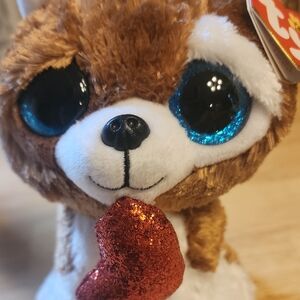 Ty Brown and White Plush Toy with Glittery Eyes